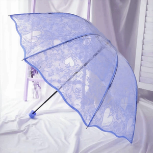 Parasol manuel rose en dentelle, style princesse, à bord festonné floral, en plastique, <span class=keywords><strong>pour</strong></span> mariage, fête Lolita, cadeaux de détail - Vente en gros - Product Image 5