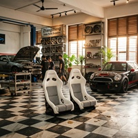 Siège baquet de course universel à motif chevron blanc pour simulateur VR, avec matériaux composites et éponge pour personnalisation