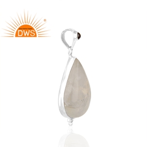 ผู้จัดจำหน่ายเครื่องประดับจี้พลอยโกเมนแดงคลาสสิกและมูนสโตนสีรุ้ง เงินแท้ 925 สำหรับผู้หญิง ดีไซน์เนอร์ - Product Image 3