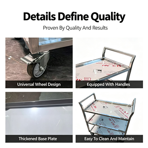 Carrito de Servicio Móvil de Acero Inoxidable de 3 Niveles, Carrito de Servicio de Alimentos para Restaurantes, Cocinas, Hoteles y Cafeterías - Product Image 5