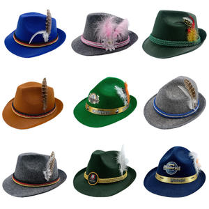 カスタムドイツオクトーバーフェストカーニバルプロモーション広告フェザーポリエステルフェルトカウボーイフェドライベントパーティーハット（グレーロープ付き） - Product Image 1