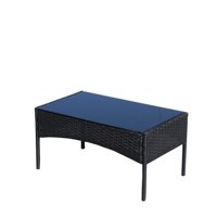 Ensemble de canapés en rotin imperméable moderne pour l'extérieur, table basse en verre trempé, mobilier 4 pièces pour patio, jardin, balcon, hôtel, parc