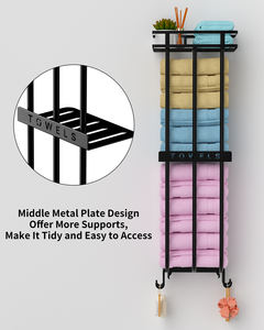 <span class=keywords><strong>Porta</strong></span> <span class=keywords><strong>Asciugamani</strong></span> in Metallo con Mensola in Legno e 4 Ganci <span class=keywords><strong>per</strong></span> Piccoli Bagni, <span class=keywords><strong>Porta</strong></span> <span class=keywords><strong>Asciugamani</strong></span> da Parete <span class=keywords><strong>per</strong></span> <span class=keywords><strong>Bagno</strong></span> - Product Image 6