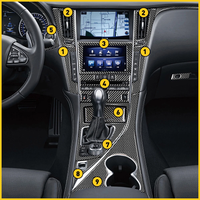 11 pièces Kit de décoration intérieure panneau de Console centrale couvercle en Fiber de carbone adapté pour Skyline nissan Infiniti Q50 V37 Q50S Q60 2014-2025