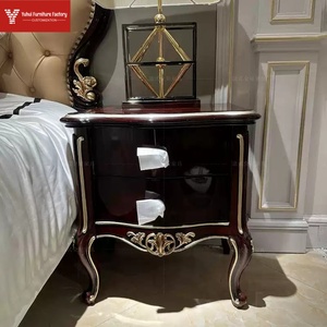 Lit de style européen, lit double de princesse luxueux en bois massif sculpté, lit français rouge Raffaele pour chambre principale de villa - Product Image 5