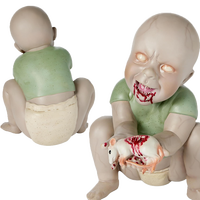 Bébés zombies tragiques d'Halloween qui rient et mangent des souris, poupées effrayantes, accessoires de poupées en latex effrayants