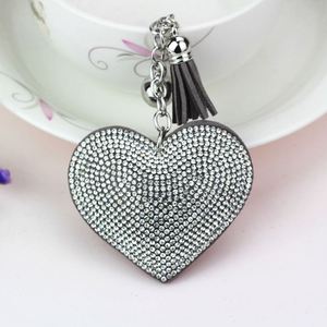 Hot Sale Fashion Rhinestone Heart-shaped Inlaid With Diamond Leather Tassels Car <b>Key</b> <b>Chain</b> Bag Pendant Accessory love <b>Key</b> <b>Chain</b> - Product Image 5