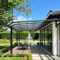 Abri de terrasse en aluminium résistant aux intempéries, couleur personnalisable, toit en polycarbonate, abri extérieur permanent, abri incliné pour balcon