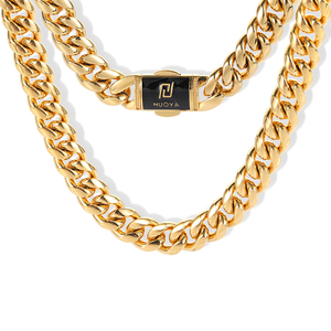 Collar de cadena de Singapur trenzado de acero inoxidable chapado en oro Nuoya con circón y Perla de imitación para unisex - Product Image 2