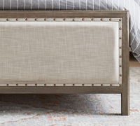 Tête de lit capitonnée en velours, style moderne XDS, blanc riz, taille Queen, en bois de pin et tubes en fer, durable et confortable