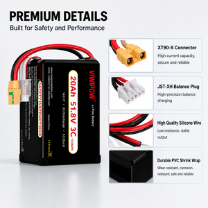 Batterie Lipo 20Ah 51.8V 3C haute capacité longue autonomie pour drone agricole de pulvérisation, connecteur personnalisé, directement de l'usine - Product Image 3