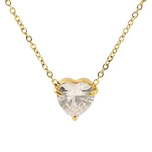 Zogxin Heart Pendant Necklace Gold Chain With Zircon Stone For Women Everyday Wear Pink Green White Color Options - Product Image 5