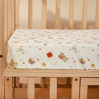 Draps-housses en coton biologique pour berceau, traitement anti-eau pré-soudé, sans rétrécissement, ultra doux, respirants, linge de lit pour bébé, motif Ours Lune Étoile
