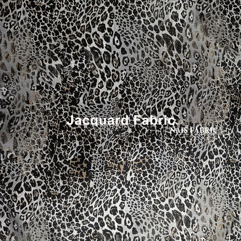 NAIS nouveau 100polyester animal léopard imprimé motif brocart jacquard damassé tissu pour vêtements