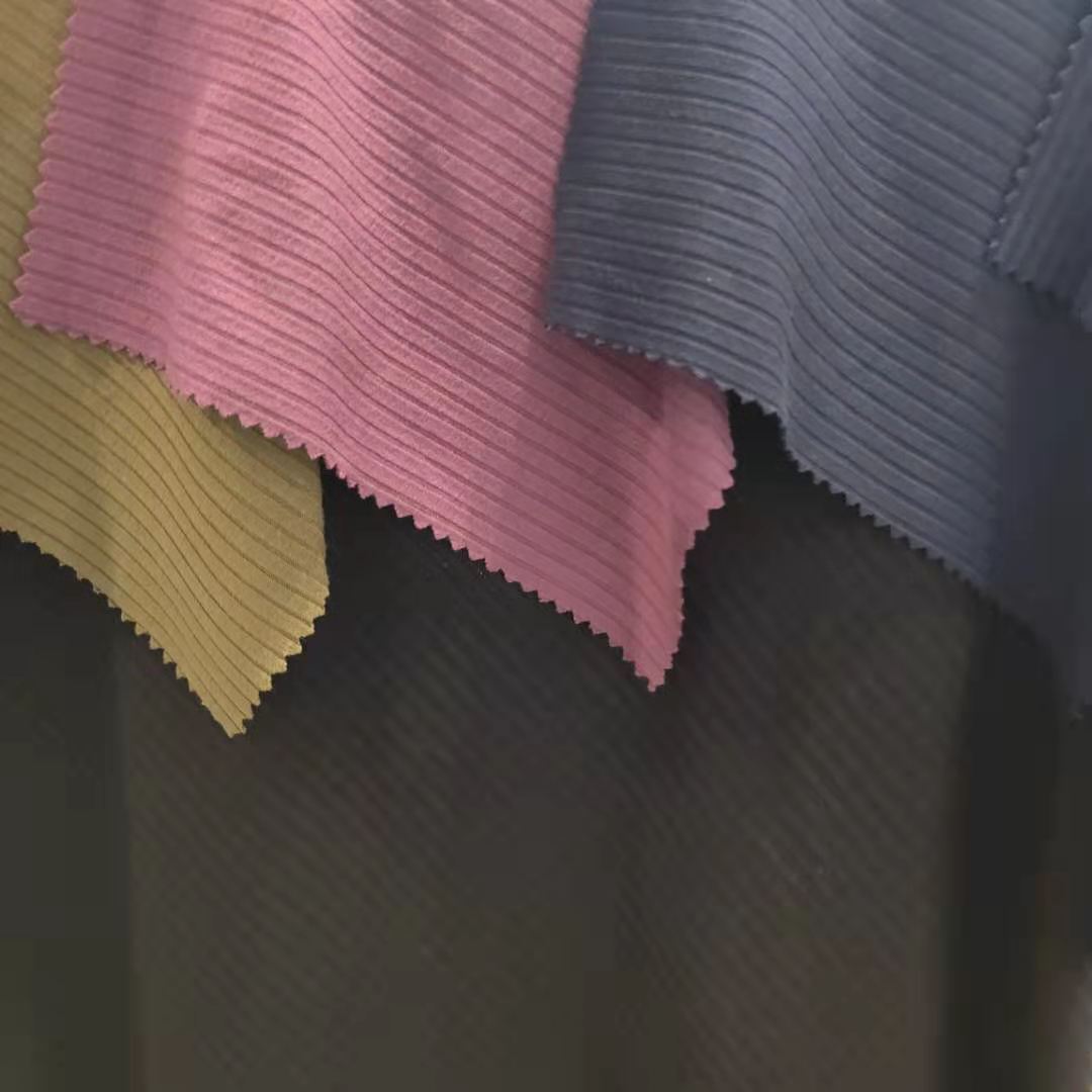 Горячая Распродажа, 95% вискоза, 5% спандекс, ткань в рубчик из спандекса Royon для одежды