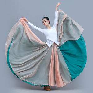 <span class=keywords><strong>Jupe</strong></span> <span class=keywords><strong>longue</strong></span> de danse orientale à effet dégradé de couleur flamme, 720 cm de diamètre, pour spectacle de danse de salon - Product Image 1