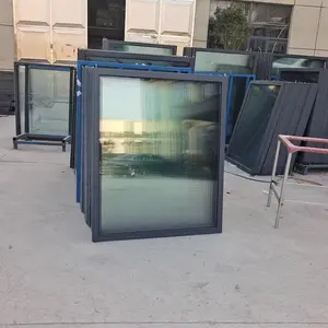 Ventana abatible de aluminio/ventana de vidrio doble de aluminio con mosquitera de acero