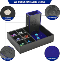 Plateau à dés et tour de rangement portable en cuir PU personnalisé, écologique, pour D&D RPG et jeux de table