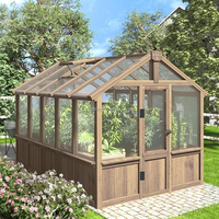 2025 nouveauté plantation jardin serre cèdre bois cadre Polycarbonate évent toit fleur plante serre pour jardin extérieur