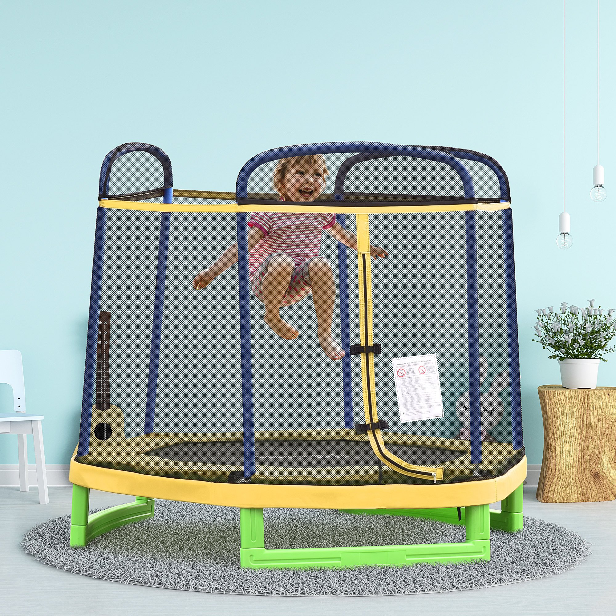 Разноцветный детский батут светло-желтый батут с защитным корпусом детский уличный батут для прыжков