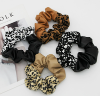 Chouchous en patchwork floqué et cuir, imprimé léopard et zèbre, accessoires de cheveux de style coréen INS tendance