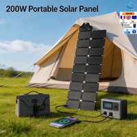 Panneau solaire portable pliable OEM D200W monocristallin 36 cellules, gris, 22% d'efficacité, pour le camping et les camping-cars