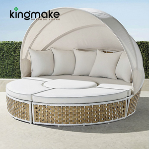 Hiện đại ngày giường Patio đồ nội thất khách sạn sang trọng vườn ngoài trời giường Vòng Cabana nhôm mây wicker đi văng ngoài trời với tán - Product Image 5
