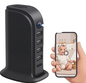 1 Year Warranty 2-in-1 Nanny Cam Alternative <b>Mini</b> USB Powered 1080P CMOS Sensor H.264/H.265 Built-in <b>Mic</b> Camera EU/US Plug - Product Image 1