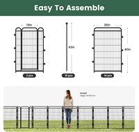Clôture de jardin décorative extérieure pour cour avec 2 portails, clôture anti-crevaison avec verrouillage automatique par gravité