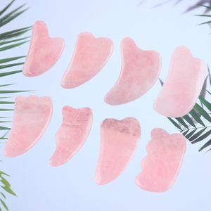 Quartz rose Guasha <span class=keywords><strong>pierre</strong></span> naturelle lisse outil de Relaxation musculaire froide pierres de Quartz Rose pour le visage outils IASTM - Product Image 6
