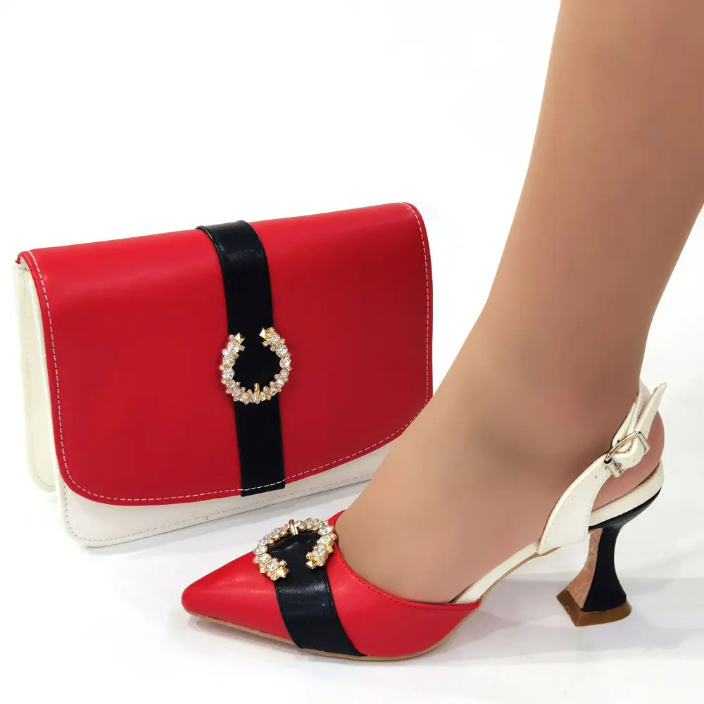 2023 Italian Women Nigerian silver Shoes and Bag Sets 8 cm high heels with clutch bag Shoes with Matching Bags for Ladies