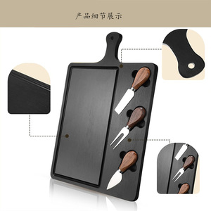 Tabla de cortar de bambú transfronteriza de 16 pulgadas con asa, ideal para mantequilla y frutas, con juego de cubiertos personalizado. - Product Image 1