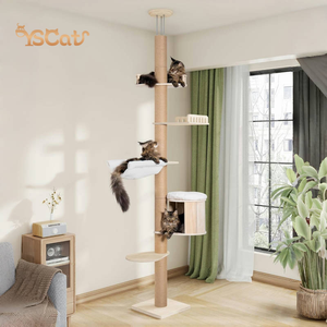 High Quality Luxury <strong>Cat</strong> <strong>Tree</strong> Tower <strong>Large</strong> Hammock <strong>Cat</strong> Furniture Made of Premium Wood and Sisal - Product Image 5