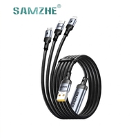 SAMZHE Cable USB-A a Múltiples Dispositivos de 1.5m y 100W, Cable de Datos Trenzado de Carga Rápida de 6A con Tipo C/L/Micro USB para iPhone, Android y Múltiples Dispositivos