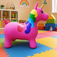 Cheval sauteur gonflable 50 cm avec pompe pour enfants, jeu de rebond intérieur/extérieur, OEM