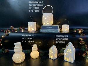 เชิงเทียนเซรามิกเคลือบสีขาวทำมือ EG Porcelain โคมไฟ แจกัน ของตกแต่งบ้านสำหรับคริสต์มาส - Product Image 5