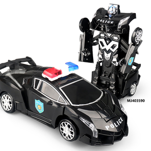 MJ TOYS Jouets électriques transformables en une seule touche 2 en 1 Robots Jouets Voiture de police télécommandée pour enfants avec lumière et musique - Product Image 1