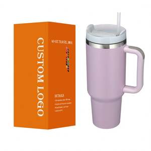 Gobelet d'aventure 40OZ avec poignée et paille sans quantité minimale de commande Tasse de voyage en acier inoxydable 304 Gobelet sans BPA - Product Image 1