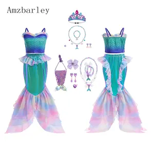 Vestido de sirenita princesa Cosplay disfraz para niños pez belleza fiesta de cumpleaños ropa de Halloween vestido de sirena para niña