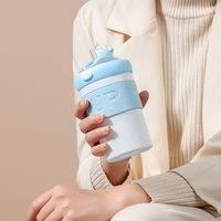 Gobelet à café en verre pour filles K54 personnalisé, nouveau, avec motif d'ours de dessin animé, mignon, isolé, bouteille d'eau en verre pour enfants avec paille