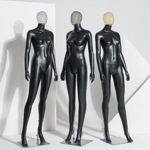 검은 색 플라스틱 Manikin 여성 전신 마네킹 금속 그물 Manquin 머리와 여성 의류을 표시 - Product Image 2