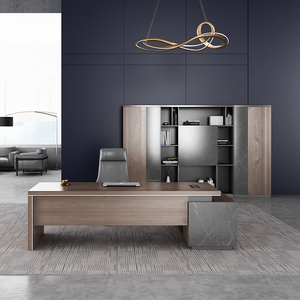 Escritorio de oficina Moderno Ejecutivo Ceo Escritorio en forma de L Panel de madera Estación de trabajo de oficina para directores de negocios y jefes Mesa de oficina - Product Image 2