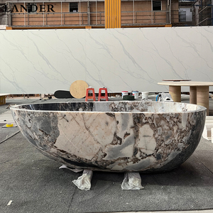 <span class=keywords><strong>Baignoire</strong></span> ovale autoportante en marbre Landerstone Modellato, pierre naturelle, pour maison et villa, <span class=keywords><strong>baignoire</strong></span> en marbre sur mesure - Product Image 2