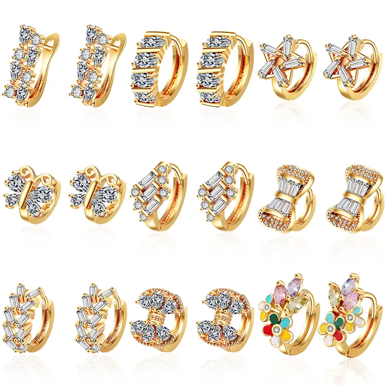 Saudi 2015 Pictures Of Small Rose Gold Huggie Earrings Women Jewelry With Zircon Designs Jewelry Models For Woman