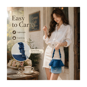 Borsa per il Trucco Teddy Island in Denim Sfumato con Manico Arricciato e Coulisse, <span class=keywords><strong>Organizer</strong></span> Cosmetico per Viaggi e Uso Quotidiano - Product Image 3