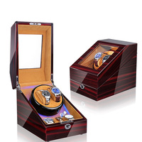 Custom Logo Luxe Multi Rood Hout Houten Opbergverpakking Automatische Roterende Collectie Horloge Winder Box