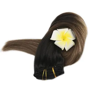 High Grade Brazilian Hair Clips In Extensions Balayage Color Virgin Remy Human Hair Seamless Lace Clip In Hair Extension