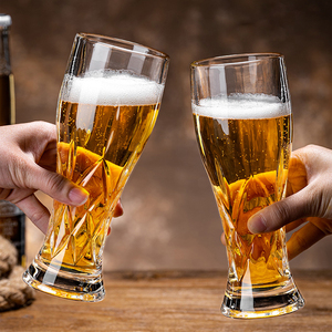 Verres à bière demi-pinte en cristal côtelé, soufflés à la main, écologiques, réutilisables, avec logo personnalisé, style sommelier, verre diamant vintage - Product Image 2