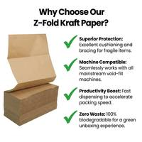 Papier Kraft Écologique Esthétique Biodégradable 50/70GSM – Emballage de Protection Z-Fold Zéro Déchet pour Cosmétiques et Bijoux