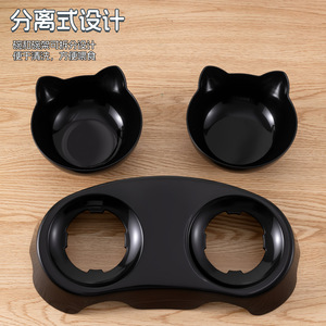 Station d'alimentation surélevée à double bol avec oreilles de chat pour chats et chiens, ensemble de bols pour nourriture et eau - Product Image 4
